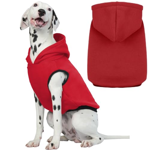 ROZKITCH Hunde-Kapuzenpullover, Winter-Hunde-Fleecepullover, warmes Sweatshirt, Haustierpullover, Hundekleidung, weich, warm, Weihnachts-Outfit, Welpenweste mit Loch für die Leine für große Hunde, von ROZKITCH