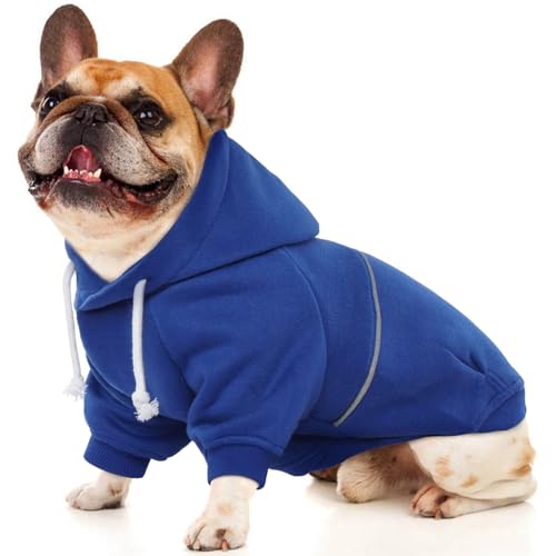 ROZKITCH Hunde-Kapuzenpullover für kleine, mittelgroße und große Hunde, Hunde-Sweatshirt, Haustierkleidung, reflektierendes Haustierkostüm mit Loch für die Leine, weicher, warmer Hundemantel, Pullover von ROZKITCH