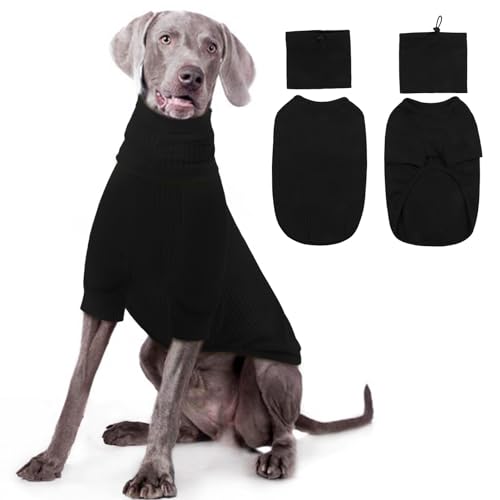 ROZKITCH Hunde-Shirt mit Kapuze, 2-in-1, weich, leicht, gestreift, Hunde-Tanktop mit abnehmbaren Ohrwickeln, Hunde-Kapuzenpullover, für Jungen, Mädchen, dehnbarer Pullover, Schwarz, Größe XXL von ROZKITCH