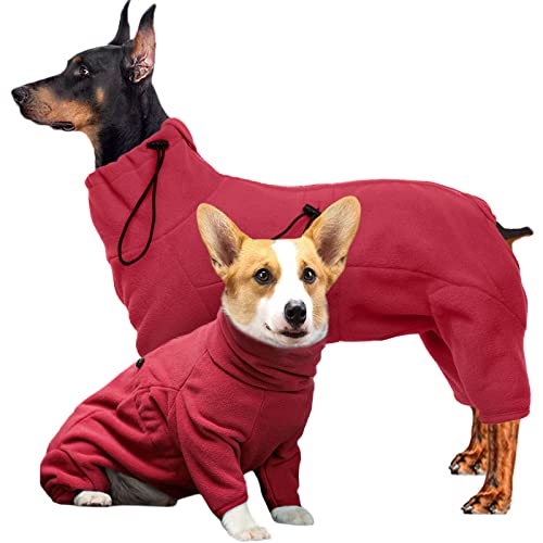 ROZKITCH Hunde-Wintermantel, weicher Fleece-Pullover, Pyjama, Haustier, winddicht, warm, kaltes Wetter, Jacke, Weste, gemütlich, Einteiler, Bekleidung, Outfit, Kleidung für kleine, mittelgroße und große Hunde, Spazierengehen, Wandern, Reisen, Schlafen von ROZKITCH