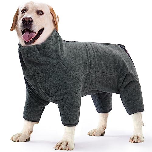 ROZKITCH Hunde-Wintermantel, weicher Fleece-Pullover, Pyjama, winddicht, warm, kaltes Wetter, Weste, gemütlicher Overall, Bekleidung, Outfit für kleine, mittelgroße und große Hunde, Spaziergänge, von ROZKITCH