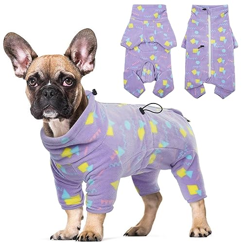 ROZKITCH Hunde-Wintermantel, weicher Fleece-Pullover, Pyjama, winddicht, warm, kaltes Wetter, Weste mit leuchtendem Reißverschluss, Overall für kleine, mittelgroße und große Hunde, Geometrie, Größe von ROZKITCH