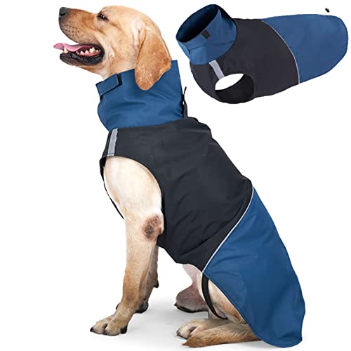 ROZKITCH Hundejacke Wasserdichter HundeRegenmantel mit GeschirrÖffnung & Reflektorstreifen für kleine, mittelgroße und große Hunde, Winddicht Verstellbare Regenbekleidung mit Klettverschluss, von ROZKITCH