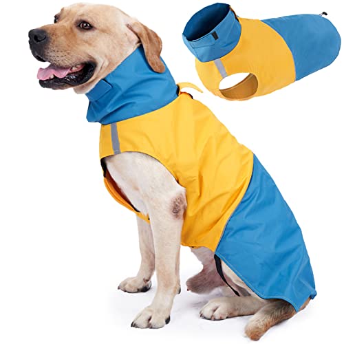 ROZKITCH Hundejacke Wasserdichter HundeRegenmantel mit GeschirrÖffnung & Reflektorstreifen für kleine, mittelgroße und große Hunde, Winddicht Verstellbare Regenbekleidung mit Klettverschluss, von ROZKITCH