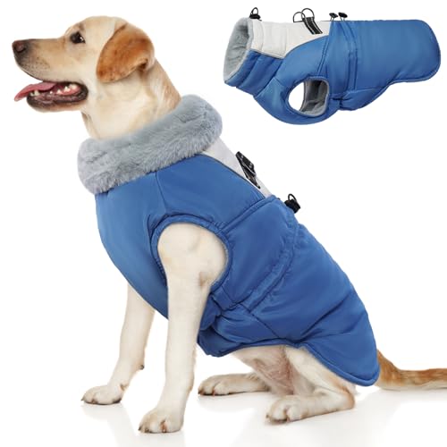 ROZKITCH Hundejacke für kaltes Wetter, Hundemantel für Herbst und Winter mit Rollkragen, Haustierkleidung mit verstellbaren Schnallen, weiche, warme Haustierkleidung mit reflektierendem Streifen für von ROZKITCH