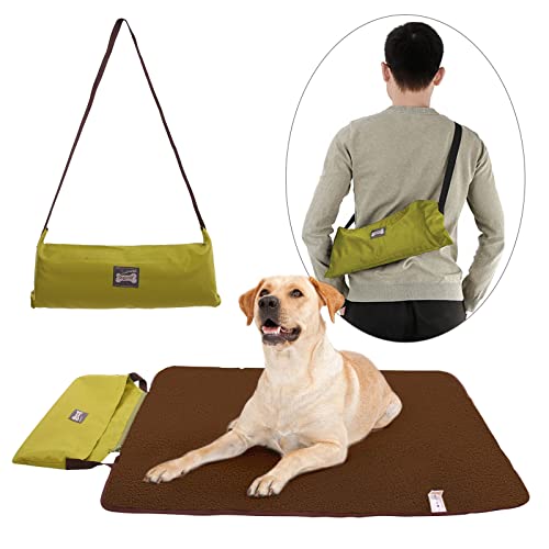 ROZKITCH Hundematte für den Außenbereich, 99.1x71.1 cm, tragbar, wendbar, wasserdicht, wiederverwendbar, maschinenwaschbar, leicht zu reinigen und zu tragen, mittelgroße und große Hunde, Grün von ROZKITCH