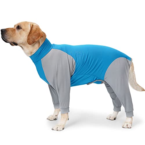 ROZKITCH Hundepullover Pyjama Home Wear, Dog Recovery Suit Pet Jacket Vest Cozy Onesie Jumpsuit Bekleidung Outfit Kleidung für kleine, mittelgroße, große Hunde, Spazierengehen, Wandern, blau-grau, XL von ROZKITCH