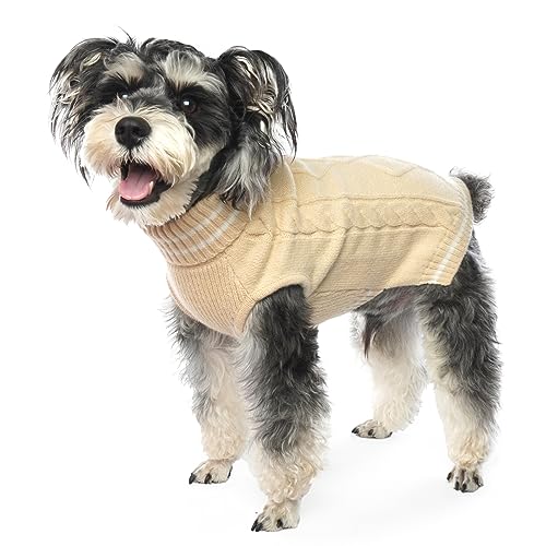 ROZKITCH Kleiner Hundepullover, Pullover für kaltes Wetter, Strickwaren für Herbst Winter, Hunde-Rollkragenpullover, klassisch, dick, warm, Kleidung Outfit für Chihuahua, Bulldogge, Dackel, Mops, von ROZKITCH