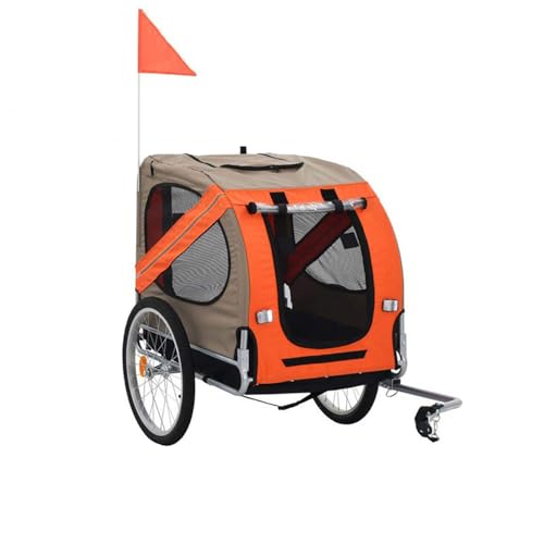 RR-YRN Haustierwagen, Fahrrad, Hund, Fahrradanhänger, Reflektoren, Flagge, einfach zusammenklappbarer Wagenrahmen, universelle Fahrradkupplung, zusammenklappbar zur Aufbewahrung,Orange von RR-YRN