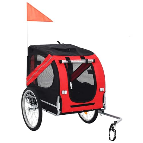 RR-YRN Haustierwagen, Fahrrad, Hund, Fahrradanhänger, Reflektoren, Flagge, einfach zusammenklappbarer Wagenrahmen, universelle Fahrradkupplung, zusammenklappbar zur Aufbewahrung,Rot von RR-YRN