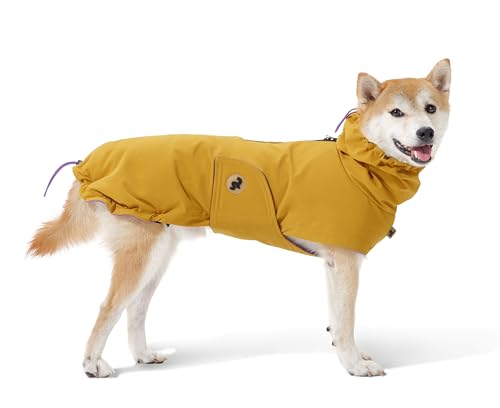 RS Hundemantel für kaltes Wetter, Hundejacke mit Fleece-Futter, wasserabweisend für kaltes Wetter, weicher Wintermantel für kleine, mittelgroße und extra große Hunde (Senfgelb, M) von RS ROSA DESIGN STUDIO