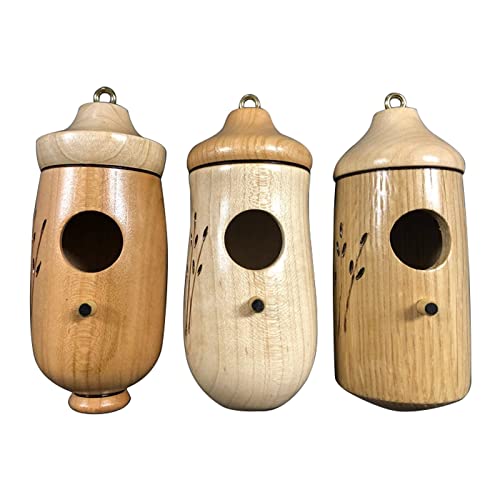 RSTYS Kolibrihaus, 13 cm, Mini-Vogelhaus, Kolibrihaus aus Holz, für den Außenbereich, hängend, Kolibri, Schaukel, Kolibri, Nest, 3 Stück von RSTYS