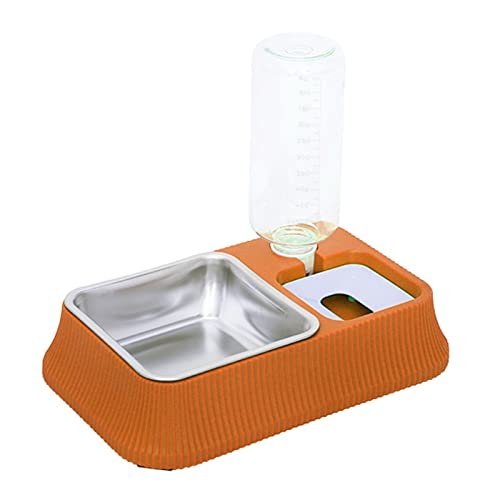 RTLR Futterautomat Doppelter Futterautomat für Hunde Austauschbare Automatische Wasserwaage für Katzen (Orange) von RTLR