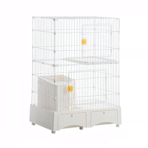 Großer Katzenkäfig, Katzengehege für den Innenbereich mit Balkon, 2-stöckiger DIY Abnehmbarer Katzenkäfig aus Metalldraht für 1 Katze(White) von RTTZBOZ