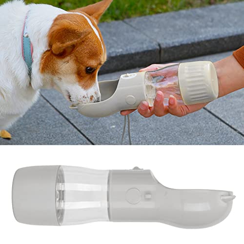 Hundewasserflasche, Tragbar, für Hunde, Katzen, Welpen, Haustier, Wasserspender, Futterspender mit Trinkbecher und Futterbehälter, Auslaufsicher, für Spaziergänge Im Freien, Reisen, Wandern(Grau) von RTYUSWL