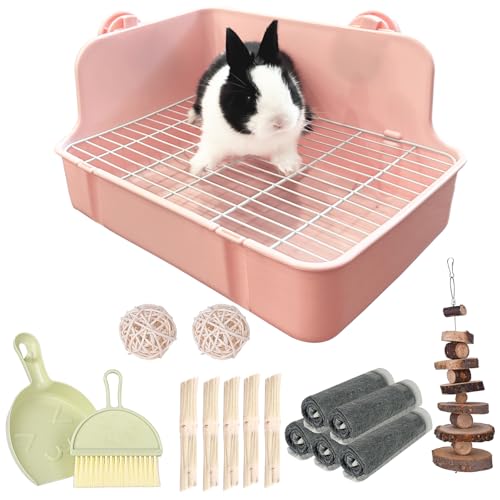 RUBYHOME Töpfchentrainer, Ecktoilette, Haustierpfanne, Bettwäsche, Kleintiere, Kaninchen, Hamster, Meerschweinchen, Frettchen, Rennmäuse, Chinchilla von RUBYHOME