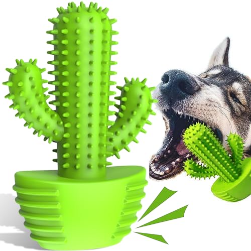 RUCACIO Hundespielzeug, unzerstörbares Kauspielzeug für Hunde, Zahnbürste, Zahnreinigungsbürste für mittelgroße Hunde, quietschendes Spielzeug für Aggressive Kauer（M Size） von RUCACIO