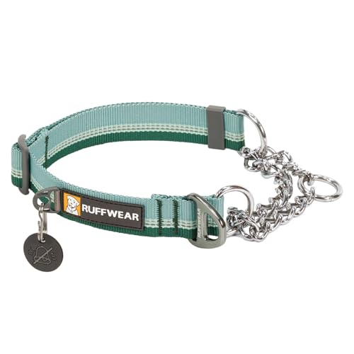 RUFFWEAR Chain Reaction Hundehalsband, verstellbar, kein Ziehen, Hundehalsband und Hundetrainingshalsband, Aluminium-D-Ring & begrenzter Schnur, reflektierendes Hundehalsband River Rock Green 11"-14" von RUFFWEAR