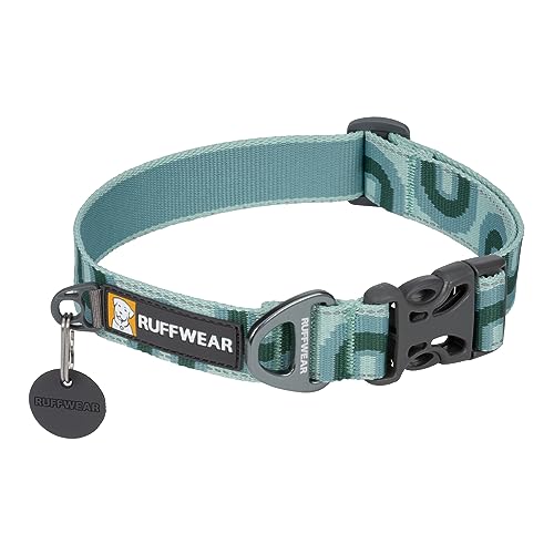 RUFFWEAR Crag Dog Collar, Large Dog Collar with Aluminium V-Ring, Adjustable Length Pet Dog Collar, Comfortable Soft Collar, Premium Animal Collar with Dog Lead Attachment Ring, 51-66cm, Grassy Oxbow von RUFFWEAR