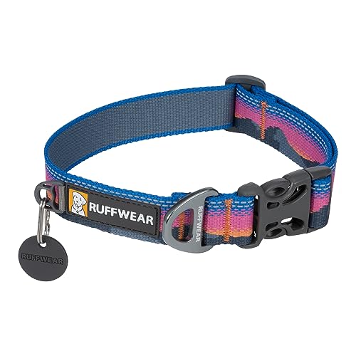 RUFFWEAR Crag Dog Collar, Medium Dog Collar with Aluminium V-Ring, Adjustable Length Pet Dog Collar, Comfortable Soft Collar, Premium Animal Collar with Dog Lead Attachment Ring, 36-51cm, Alpine Dusk von RUFFWEAR