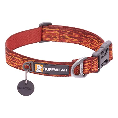 RUFFWEAR Flat Out Collar, Klassisches Hundehalsband für Große bis Sehr Große Hunderassen, Einstellbare Passform, Größe L (51-66 cm), Ember Distortion von RUFFWEAR