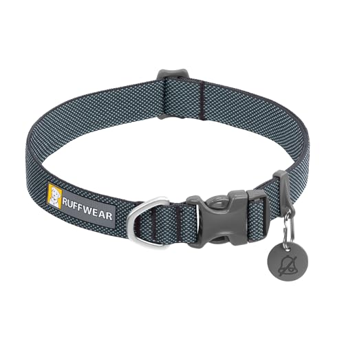 RUFFWEAR Hundehalsband Hi & Light, ultrastark und leicht, Starkes Tubelok-Gewebe, Aluminium-Leinenbefestigungsring und Schnalle, stilvolles Halsband, Basalt Grey, 51-66cm von RUFFWEAR