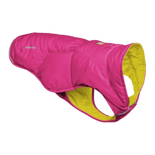 Ruffwear Quinzee Regenjacke für große Hunde, isolierter Allwetter-Hundemantel, wasserabweisende Hundejacke, leichte Hundeweste und Tragetasche, Größe L, Fireweed Pink von RUFFWEAR