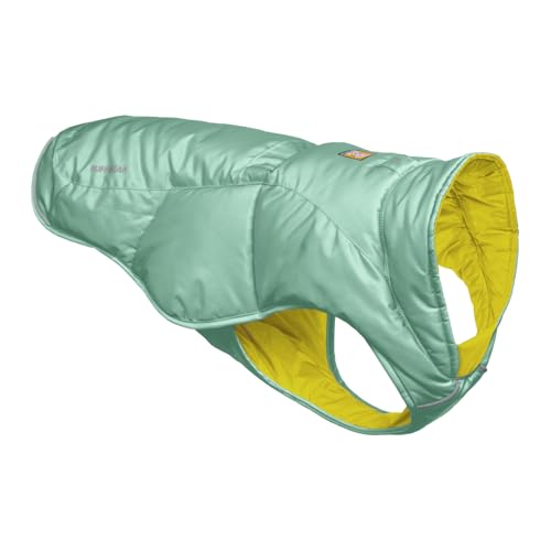 RUFFWEAR Quinzee mittelgroße Hunde-Regenjacke, isolierter Allwetter-Hundemantel, Wasserabweisende Hundejacke, leichte Hundeweste und Tragetasche, Größe M, River Rock Green von RUFFWEAR