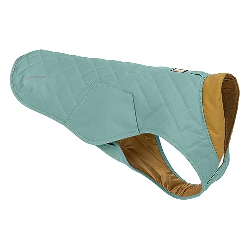 RUFFWEAR Stumptown Quilted Dog Jacket, X Extra Small Dog Coat with Harness Portal, Stylish Premium Quality Dog Vest for Pet Dog Walking, Cosy & Abrasion Resistant Dog Coat, XXS, River Rock Green von RUFFWEAR