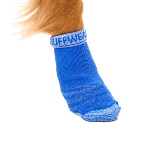 RUFFWEAR Bark'n Boot Socken für Hunde, mittelgroße Hundesocken für unter Hundeschuhen und Hundestiefeln, Set mit 4 bequemen, schnell trocknenden und verstärkten Hundesocken, Größe M, Blue Pool von RUFFWEAR