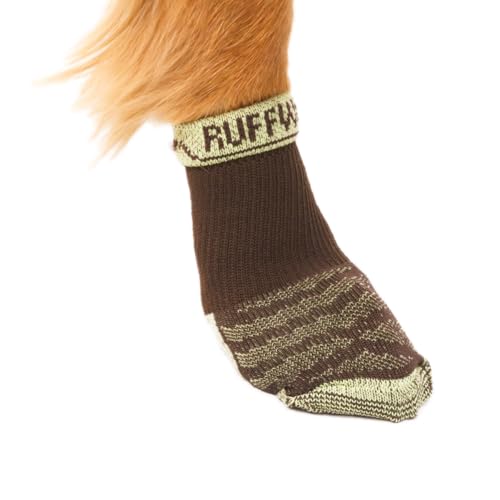 RUFFWEAR Bark'n Boot Socken für Hunde, kleine Hundesocken für unter Hundeschuhen und Hundestiefeln, Set mit 4 bequemen, schnell trocknenden und verstärkten Hundesocken, Größe S, Erdbraun von RUFFWEAR