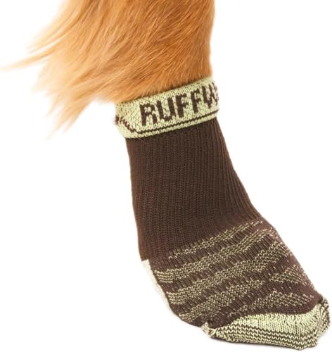 RUFFWEAR Bark'n Boot Socken für Hunde, mittelgroße Hundesocken für unter Hundeschuhen und Hundestiefeln, Set mit 4 bequemen, schnell trocknenden und verstärkten Hundesocken, Größe M, Erdbraun von RUFFWEAR