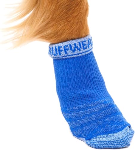 RUFFWEAR Bark'n Boot Socken für Hunde, kleine Hundesocken für unter Hundeschuhen und Hundestiefeln, Set mit 4 bequemen, schnell trocknenden und verstärkten Hundesocken, Größe S, Blue Pool von RUFFWEAR