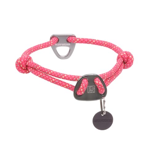 RUFFWEAR Knot-a-Collar großes Hundehalsband, Kletterseil, Anti-Tangle-Leine, sicher verriegelnder Karabiner, Größe L (51–66 cm), Fireweed Pink von RUFFWEAR