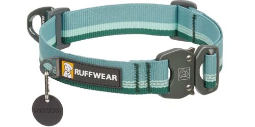 RUFFWEAR Top Rope Hundehalsband für kleine Hunde, bequemes und Starkes Gurtband zum Gassigehen mit dem Hund, Größe S (28–30 cm), River Rock Green von RUFFWEAR