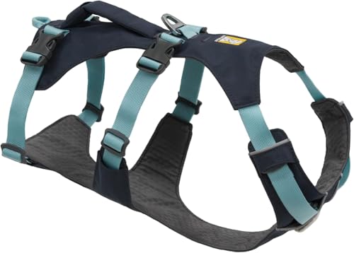 Ruffwear Flagline Hundegeschirr mit Griff, Lleichtes, Verstellbares Gehgeschirr, 3 Leinenbefestigungspunkte, verstärktes Gurtband und starker V-Ring aus Metall Basalt Grey Medium von RUFFWEAR