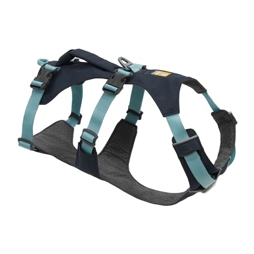 Ruffwear Flagline Hundegeschirr mit Griff, Lleichtes, Verstellbares Gehgeschirr, 3 Leinenbefestigungspunkte, verstärktes Gurtband und starker V-Ring aus Metall Basalt Grey Medium von RUFFWEAR