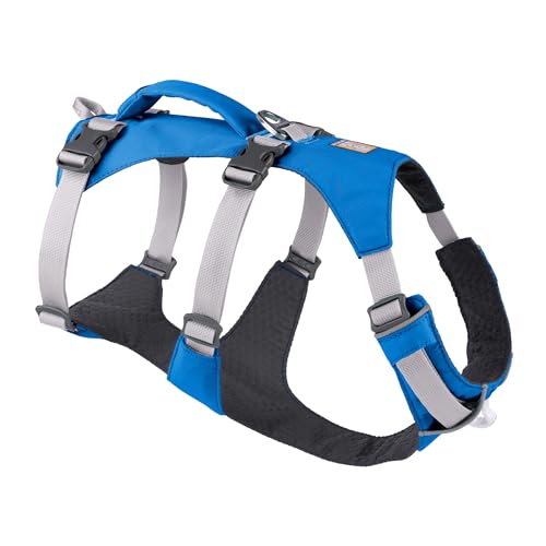 Ruffwear Flagline Hundegeschirr mit Griff, Lleichtes, Verstellbares Gehgeschirr, 3 Leinenbefestigungspunkte, verstärktes Gurtband und starker V-Ring aus Metall, Blue Dusk (Medium, 69-81cm) von RUFFWEAR