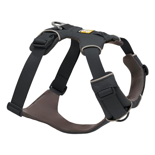 Ruffwear Front Range Hundegeschirr, reflektierendes Y-Geschirr, verstellbares, bequem gepolstertes Alltagsgeschirr für Spaziergänge und Hunderennen, 2 Leinenbefestigungen und V-Ring, Basalt Gray L/XL von RUFFWEAR