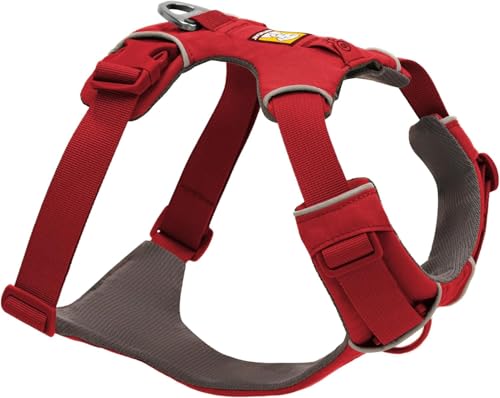 Ruffwear Front Range Hundegeschirr, reflektierendes Y-Geschirr, verstellbares, bequem gepolstertes Alltagsgeschirr für Spaziergänge und Hunderennen, 2 Leinenbefestigungen und V-Ring, Red Canyon L/XL von RUFFWEAR