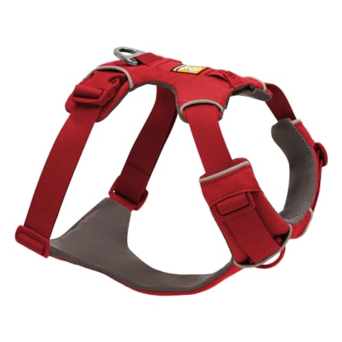 Ruffwear Front Range Hundegeschirr, reflektierendes Y-Geschirr, verstellbares, bequem gepolstertes Alltagsgeschirr für Spaziergänge und Hunderennen, 2 Leinenbefestigungen und V-Ring, Red Canyon L/XL von RUFFWEAR