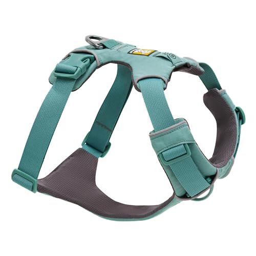 Ruffwear Front Range Hundegeschirr, reflektierendes Y-Geschirr, verstellbares, bequem gepolstertes Alltagsgeschirr für Spaziergänge und Hunderennen, 2 Leinenbefestigungen, River Rock Green L/XL von RUFFWEAR