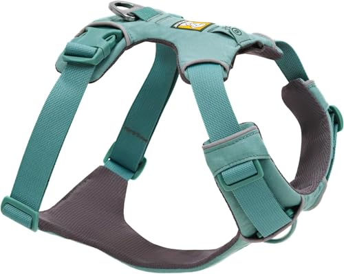 Ruffwear Front Range Hundegeschirr, reflektierendes Y-Geschirr, verstellbares, bequem gepolstertes Alltagsgeschirr für Spaziergänge und Hunderennen, 2 Leinenbefestigungen, River Rock Green M von RUFFWEAR