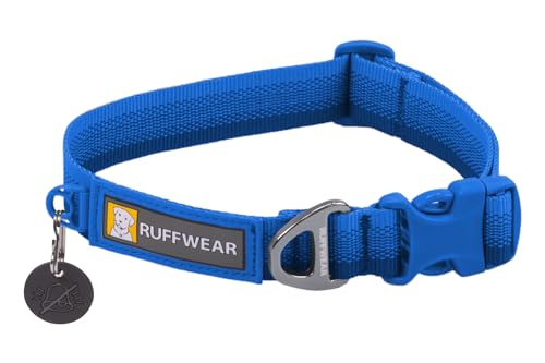 Ruffwear Front Range-Halsband, Hundehalsband mit V-Ring, längenverstellbares Haustier-Hundehalsband, bequemer weicher Stoff, Haustierhalsband mit Hundeleinen-Befestigungsring, Blue Pool 20"-26" von RUFFWEAR