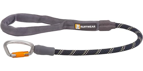 RUFFWEAR Knot-a-Long Kurze Hundeleine, kein Ziehen, 0,7 m Lange Hundeleine mit gepolstertem Griff, leichte und robuste Hundeleine, Anti-Tangle- und Anti-Pull-Hundetrainingsleine, Obsidianschwarz von RUFFWEAR