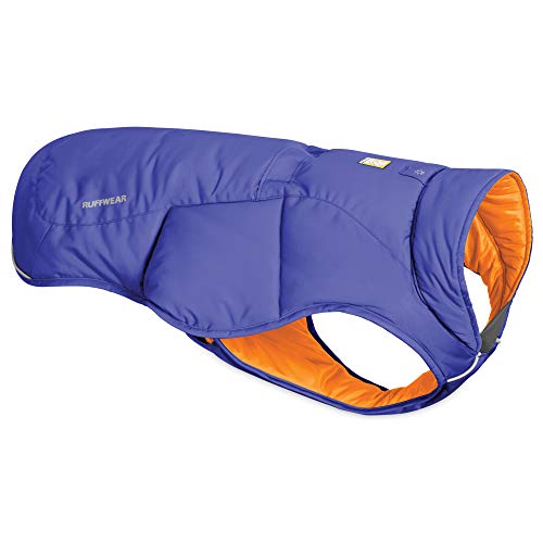 Ruffwear Quinzee Ultra Warm Winter Hundemantel mit Leine Portal & Stuff Sack, Blau, XXS von Ruffwear