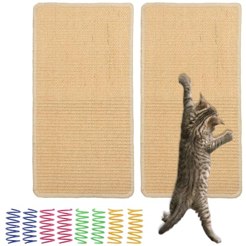 Kratzmatte Katze, 2 STK Sisal Teppich Katzen, 50×25 cm Sisal Katzenkratzmatte, Katzen Kratzbretter Kratzteppich Wand, Sisalmatte, Sisal Fußmatte Teppich für Sofa Möbel Tür Katze Kratzschutz von RUGLAMZHIP