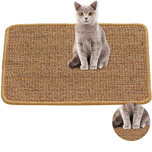 Kratzmatte für Katzen, Katzenmatte aus natürlichem Sisal, rutschfest, Katzenkratzbaum, horizontal und vertikal, für Wände und Ecken, schützt Möbel und Sofas, Hellbraun (20 x 45 cm) von RUICUBEI