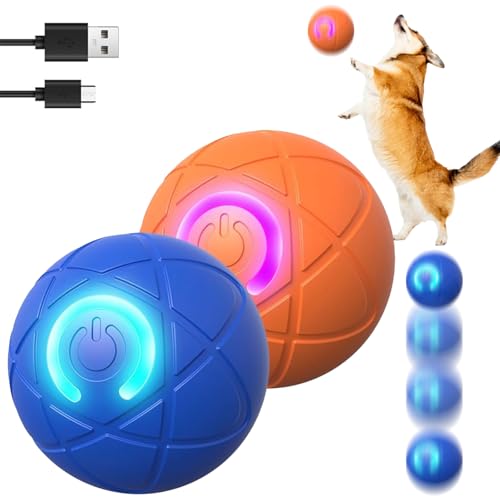 RUICUBEI Interaktives Hundespielzeug, Spielzeug für Hunde, springendes Ballspielzeug für Hunde, interaktiver Ball für Hunde, Active Moving Pet Plush Toy, Hundespielzeug aus waschbarem Plüsch (2 Stück) von RUICUBEI