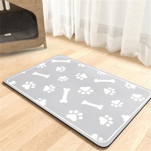 Futtermatte für Haustiere Saugfähig Hundenapf Matte rutschfest Fress Unterlagen für Futter und Wasser Leicht zu Reinigen Waschbar für Hunde Katzen Kleintiere Teppich (Stil 5,30x50 cm) von RUILBJM